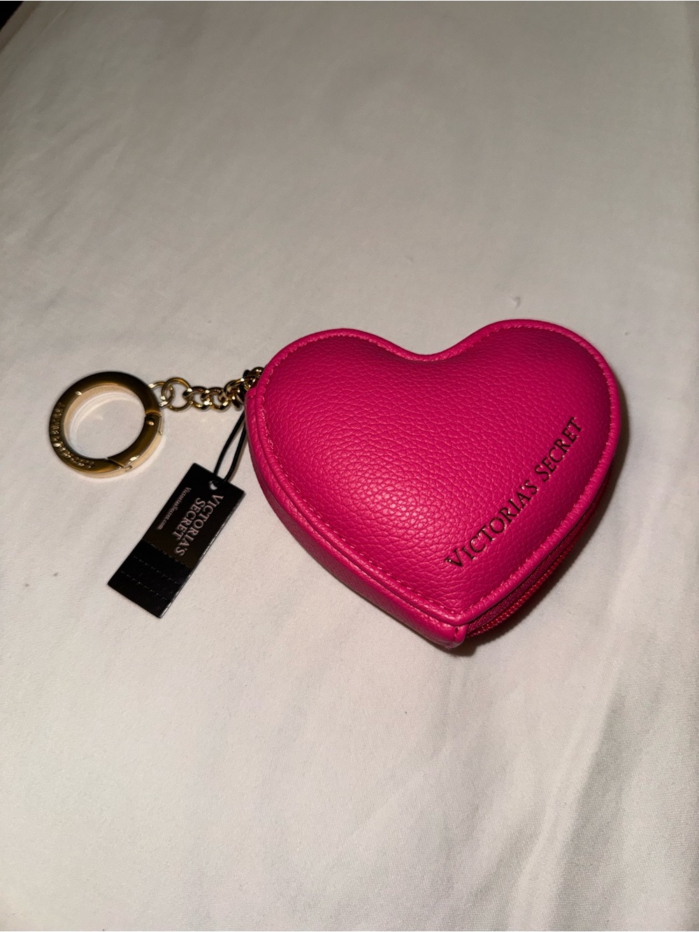 NWT Victoria's Secret Hot Pink Heart Keychain Coin Pouch